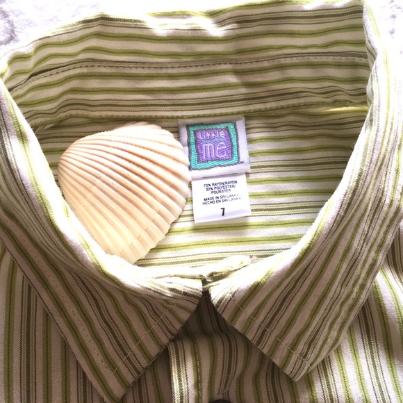 Boys Green Striped Button Down Polo Sz 7 - Picture 5 of 7